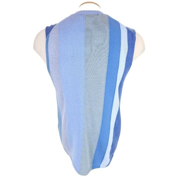 Comme Des Garcons Striped-Pattern Knit Sweater Vest Size M Blue - Picture 5 of 9